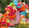 Hot Pink, Orange & Blue Balloon Garland – Double-Stuffed Pink, Green, Yellow, Peach & Teal Balloon Arch Kit for Birthday, Baby Shower, Wedding, Bridal, Tropical, Hawaiian & Luau Party Decorations